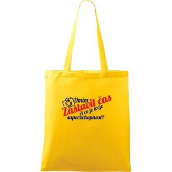 Zastavím čas - tvoje superschopnost? šikmý nápis - Taška bavlněná - 42 x 38 cm ( Žlutá )