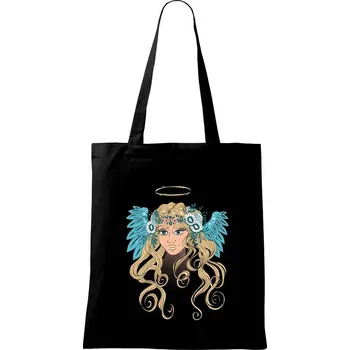 Nákupní taška Anděl malovaný - žena (Pecka design) - Taška bavlněná - 42 x 38 cm ( Černá )