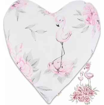 BABY NELLYS bavlněný dětský dekorační polštář SRDÍČKO Plameňák/Růžová DOPRODEJ!