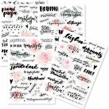 samolepka Papero amo - Samolepky arch - SVATEBNÍ DEN / Sada 4 archy A5