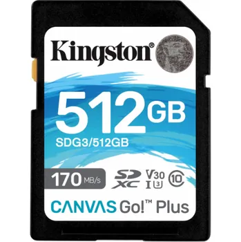 Ukládání dat KINGSTON 512GB SDXC Canvas Go! Plus 170R/90W CL10 U3 V30