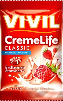 Bonbon Vivil CremeLife jahoda bez cukru 60 g