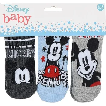 Set tří párů ponožek Mickey Mouse - tmavě šedá/modrá/světle šedá Velikost: 50/68