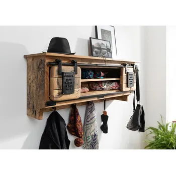 Předsíňová stěna IRON Vešák 115x45 cm, mango, přírodní