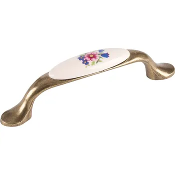 Nábytkové kování Walteco Nábytková úchytka s kyticí 96 mm mosaz antik/porcelán