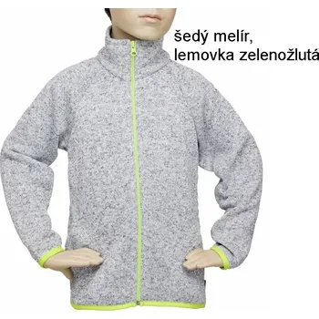 Chlapecký svetr Svetr melírovaný Fantom - šedý melír, lemovka zelenožlutá Velikost: 122