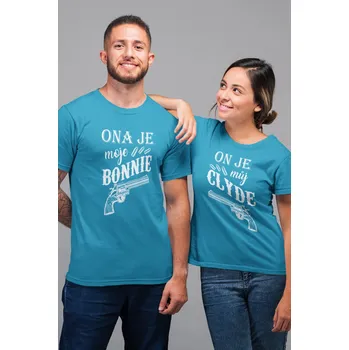Pánské tričko Trička pro páry Bonnie a Clyde Barva: Tyrkysová, Dámska velikost: XL, Pánska velikost: 4XL