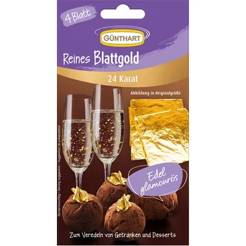 Jedlá dekorace na dort Günthart Jedlé zlato 24 karátů