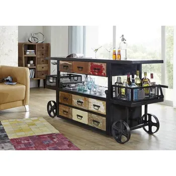 Barový stolek INDUSTRY Barový stolek 168x56 cm, litina a staré dřevo