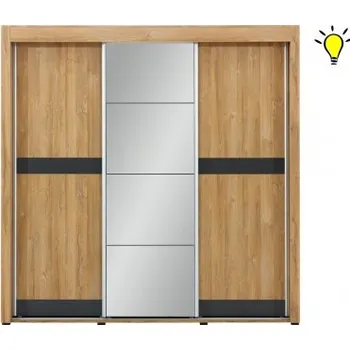 Šatní skříň Šatní skříň s posuvnými dveřmi a osvětlením Memphis - dub granson/grafit