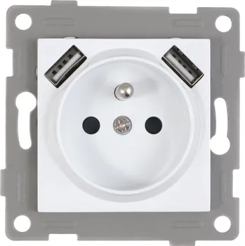 Elektrická zásuvka APPIO Zásuvka s 2xUSB vstupy pro skleněný rámeček, bílá