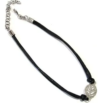 Náramek Stříbrný textilní náramek Lístek Rhodium Stříbro 925/1000