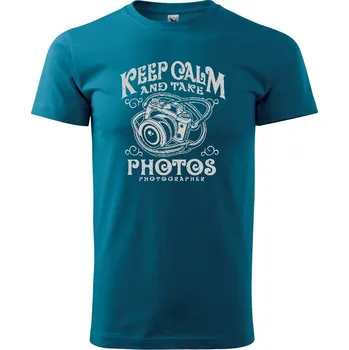 Keep Calm And Take Photos - Klasické pánské triko vyšší gramáže - XS ( Petrolejová )