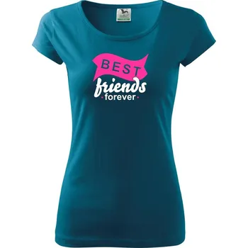 Dámské tričko Best friends stuha - vlna - Dámské triko Pure - 2XL ( Petrolejová )