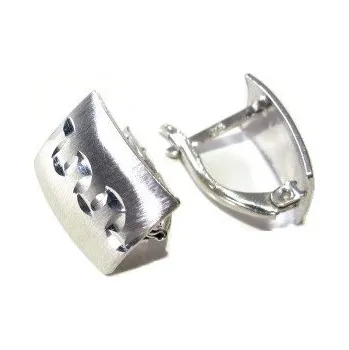 Náušnice Dámské stříbrné náušnice obdélník řecký vzor 2,15g Rhodium Stříbro 925/1000