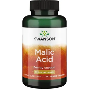 Přírodní produkt Swanson Malic Acid, Kyselina jablečná, 600 mg, 100 rostlinných kapslí