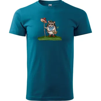 Ježek a houba - Klasické pánské triko vyšší gramáže - XS ( Petrolejová )