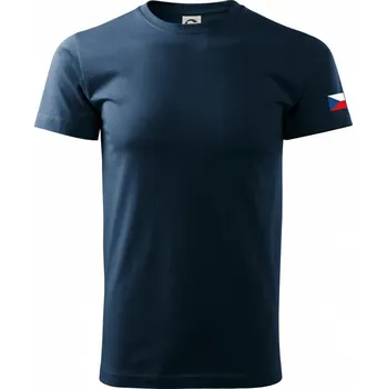 Pánské tričko Česká vlajka na rukávu - Klasické pánské triko vyšší gramáže - 4XL ( Námořní modrá (velmi tmavá - téměř černá) )