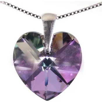 Náhrdelník Stříbrný náhrdelník SRDCE Swarovski Vitrail Light Stříbro 925/1000 45 cm