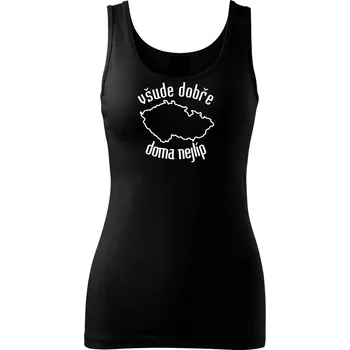Dámské tričko Všude dobře doma nejlíp - Dámské tílko - S ( Černá )