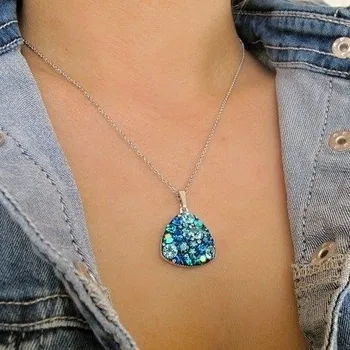 Náhrdelník Náhrdelník Preciosa velký trojúhelník mix Rhodium - modrozelená