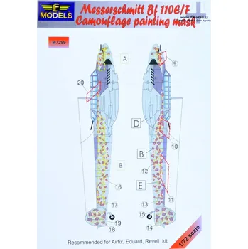 Plastikový model 1/72 Mask Bf 110E/F Camouflage painting (EDU,REV)