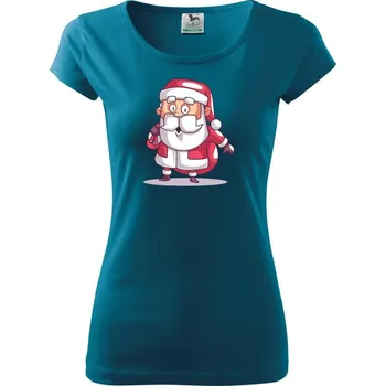 Dámské tričko Divící se santa - Dámské triko Pure - M ( Petrolejová )