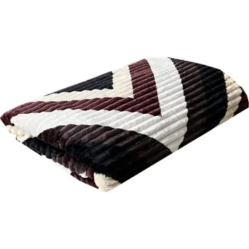 deka Numberoplus Mikroflanelová deka hnědobílé 230x200 styl - Rybí kosti