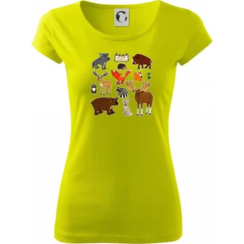 Lesní zvířátka - Dámské triko Pure - XS ( Limetková )