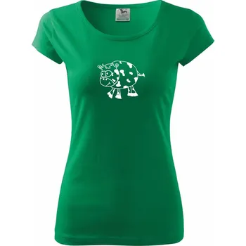 Dámské tričko Kráva tlustá - Dámské triko Pure - XS ( Středně zelená )