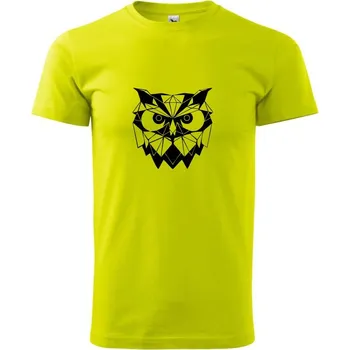 Geometrie - sova zlá - Klasické pánské triko vyšší gramáže - 3XL ( Limetková )