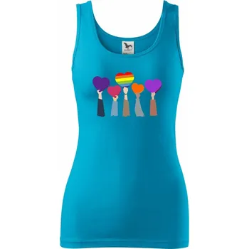 Dámské tričko LGBT ruce srdce - Dámské tílko - XL ( Světlý tyrkys )