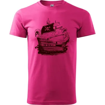 Pánská móda Pirátská loď malovaná - Klasické pánské triko vyšší gramáže - 2XL ( Purpurová )
