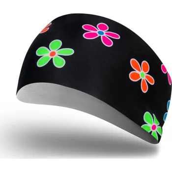 Čelenka COLLM Dámská sportovní čelenka KVĚTY černé