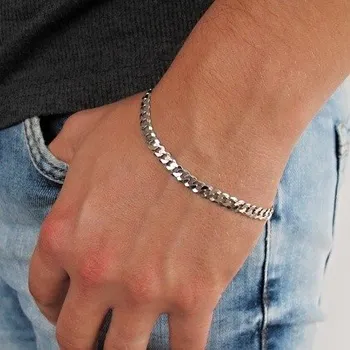 Náramek Stříbrný náramek PANZER 5,5mm Rhodium 6,15g 22cm Stříbro 925/1000