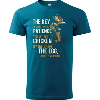 Chicken patience - Klasické pánské triko vyšší gramáže - M ( Petrolejová )