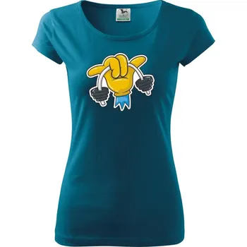 Dámské tričko Comics ruka a činka - Dámské triko Pure - M ( Petrolejová )