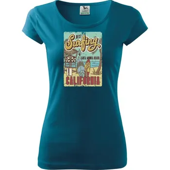 Dámské tričko Santa Monica Beach Surf - Dámské triko Pure - 2XL ( Petrolejová )