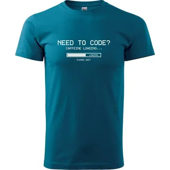 Pánská móda Need to code - Klasické pánské triko vyšší gramáže - XS ( Petrolejová )
