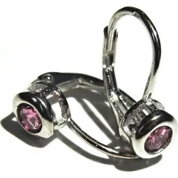 Náušnice Stříbrné náušnice s červeno-růžovým zirkonem Rhodium Stříbro 925/1000