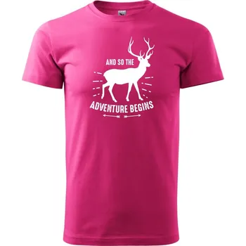 Pánská móda Jelen adventure begins - Klasické pánské triko vyšší gramáže - 2XL ( Purpurová )