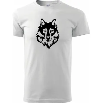 Pánské tričko Hlava vlka černobílá (Hana-creative) - Klasické pánské triko vyšší gramáže - 4XL ( Bílá )