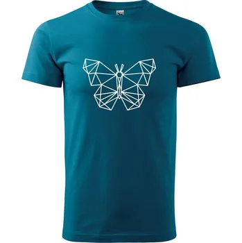Pánské tričko Geometrie - motýl - Klasické pánské triko vyšší gramáže - L ( Petrolejová )