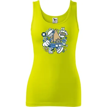 Dámské tričko Loď komiks - Dámské tílko - XS ( Limetková )