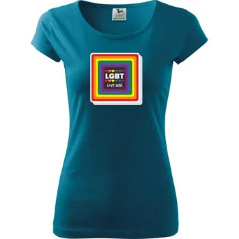 Dámské tričko Love wins čtverec - Dámské triko Pure - M ( Petrolejová )