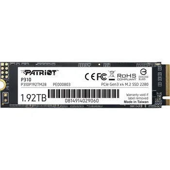 Pevný disk Patriot P310 1,92TB, P310P192TM28 PATRIOT P310 1,92TB SSD / Interní / M.2 PCIe Gen3 x4 NVMe 1.3 / 2280