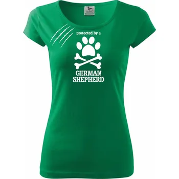 Dámské tričko Německý ovčák - protected - Dámské triko Pure - 3XL ( Středně zelená )