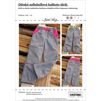 Nit Tištěný střih dětské softshellové kalhoty-širší vel. 128-170