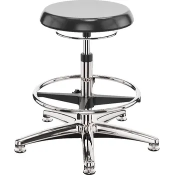 ESD pracovní stolička, sedátko z PU, křížová noha z hliníku, opěrky