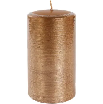 Svíčka Svíčka válec Kontury drátkovaný motiv 70x130 mm - metalická zlatá
